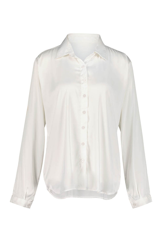 Over The Top - White Satin Shirt