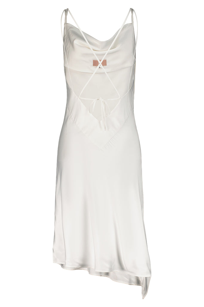 Slip-Me-On - White Satin Midi Dress