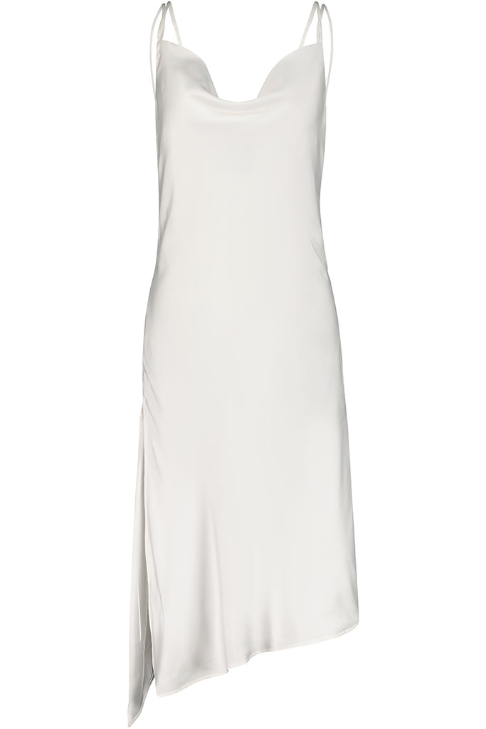 Slip-Me-On - White Satin Midi Dress